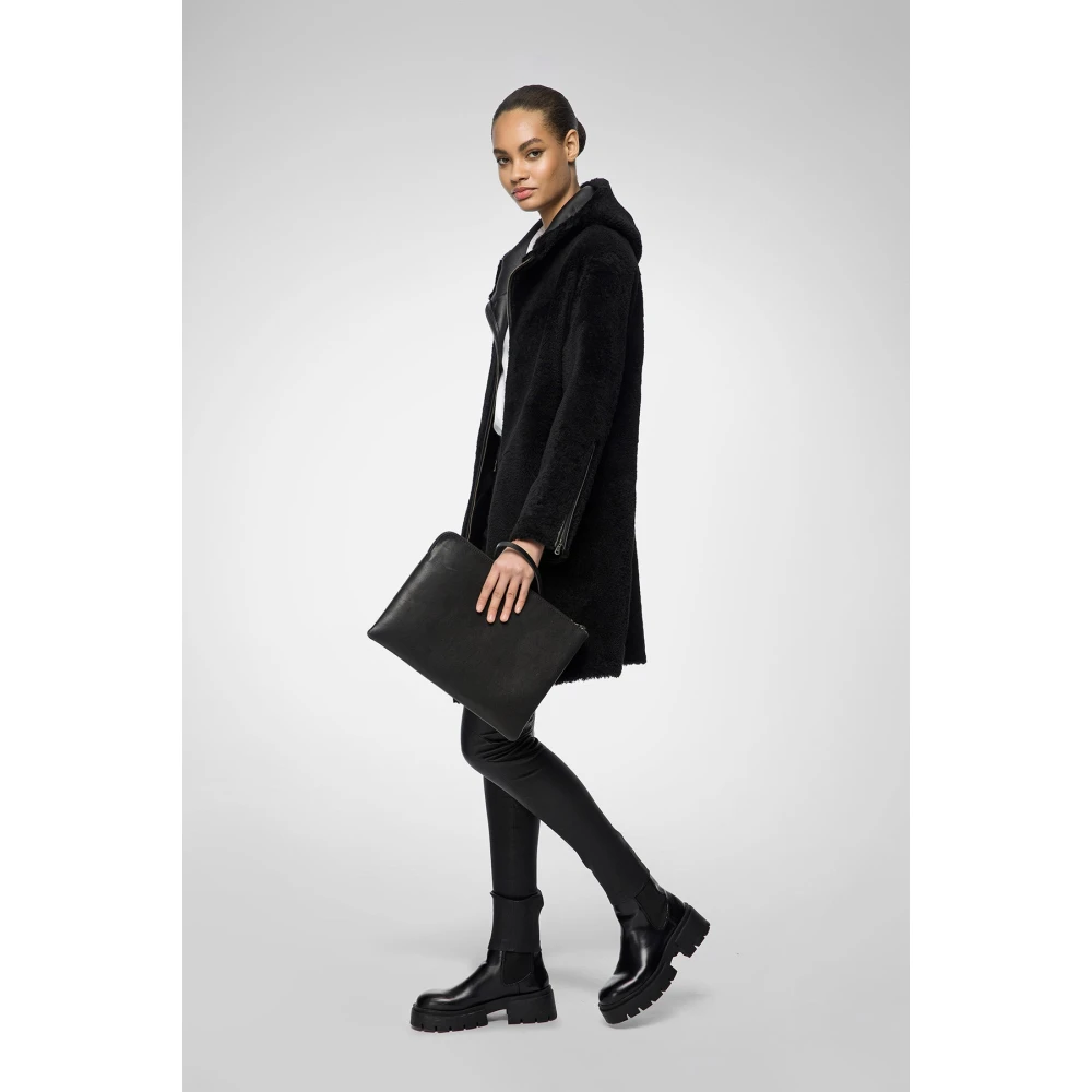 Vespucci by VSP Juliane Zwarte Shearling Jas Black Dames