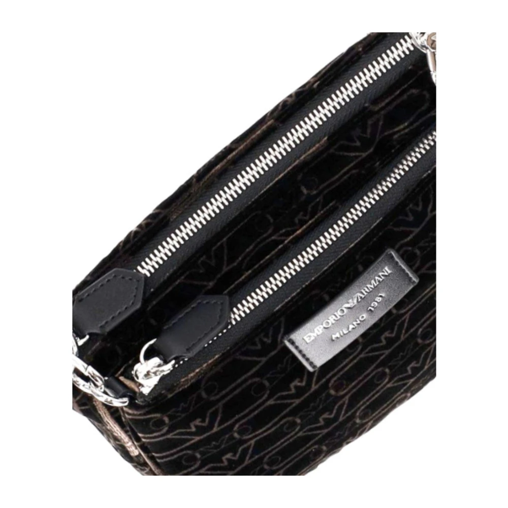 Emporio Armani Zwarte Monogram Schoudertas met Ketting Black Dames