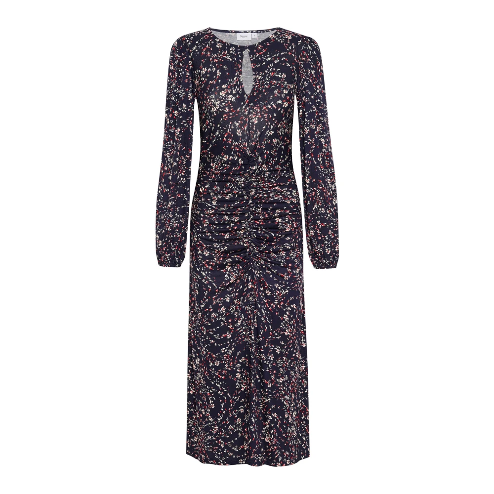 Saint Tropez Blauwe Windswept Leaves Jurk Multicolor Dames