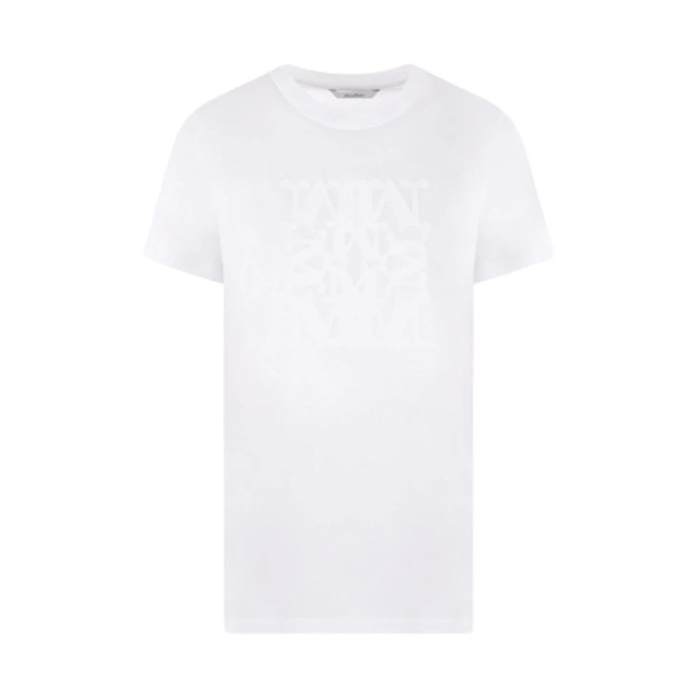 Max Mara Wit Katoenen Logo Geborduurd T-shirt White Dames