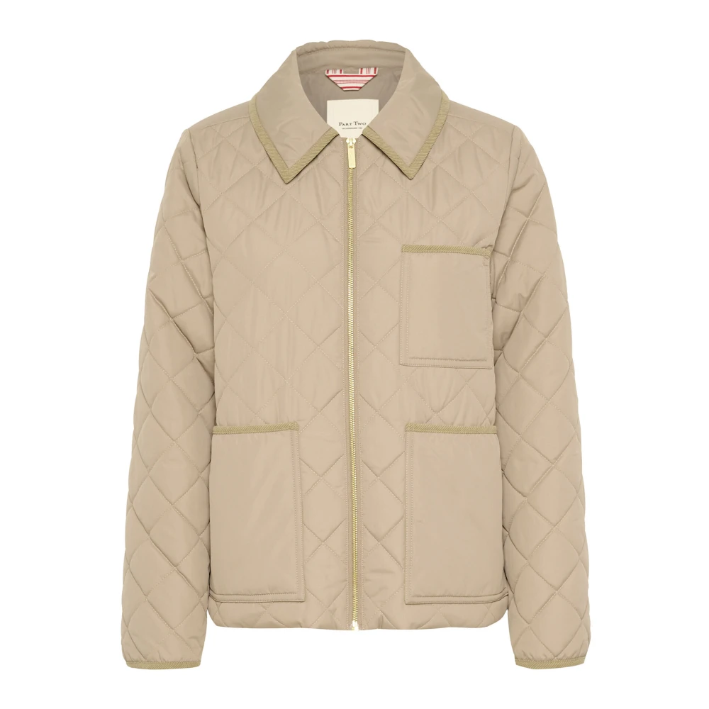 Part Two Gewatteerde Desert Taupe Jas met Zakken Beige Dames