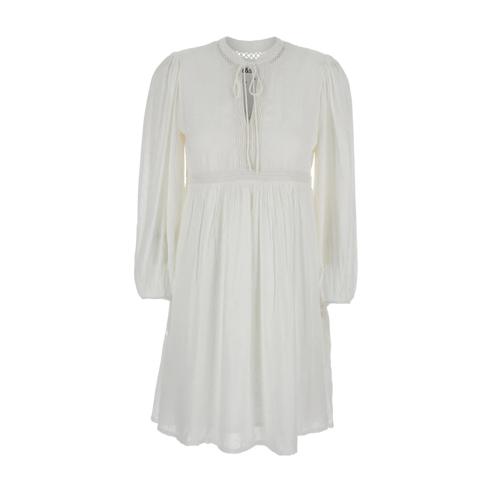BA&SH Witte Crewneck Jurk met Knoopsluiting White Dames