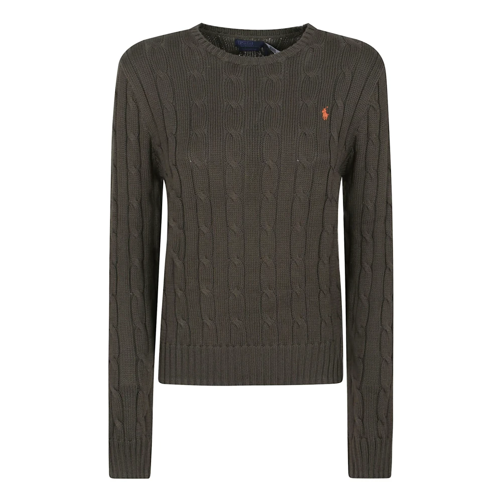 Polo Ralph Lauren Women's Green Cable-Knit Cotton Crewneck Sweater