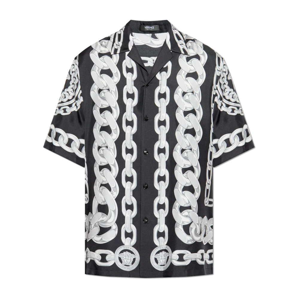 Versace Zijden overhemd Black Heren