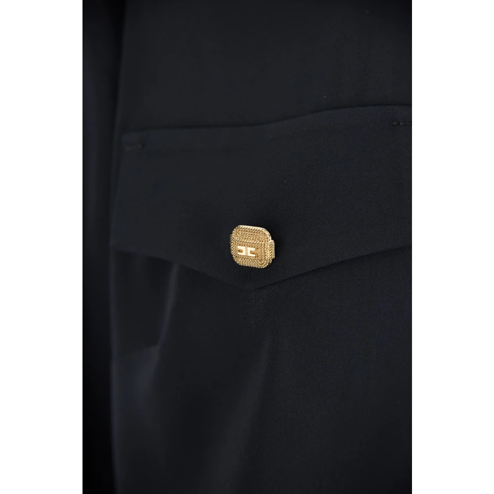 Elisabetta Franchi Gouden knoop lange mouwen overhemd Black Dames