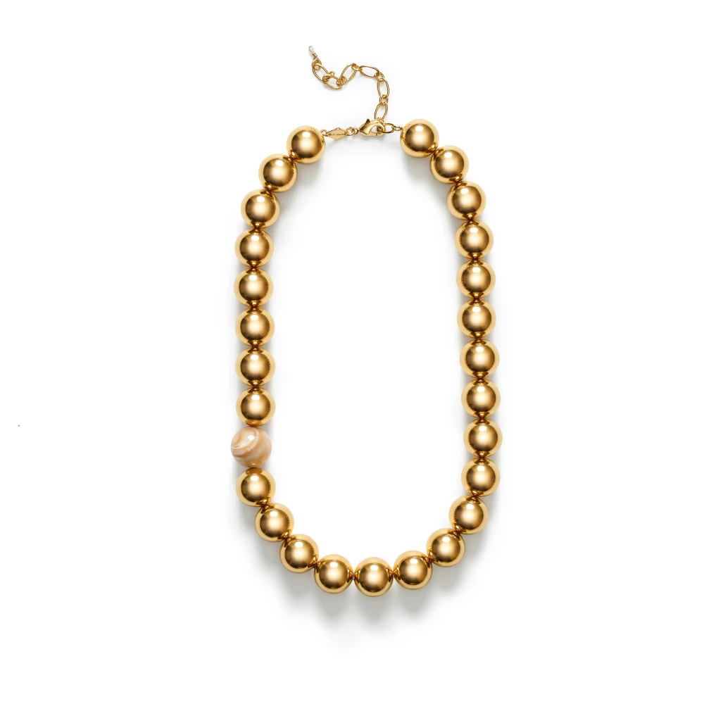 Anni Lu Women's Yellow Necklaces, One Size, Statement Gold Necklace With Pearl Detail