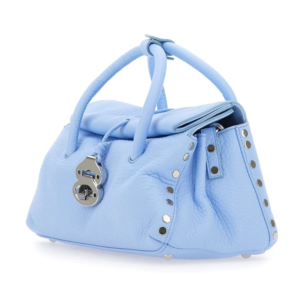 Zanellato Blauwe leren handtas met bovenhandvat Blue Dames