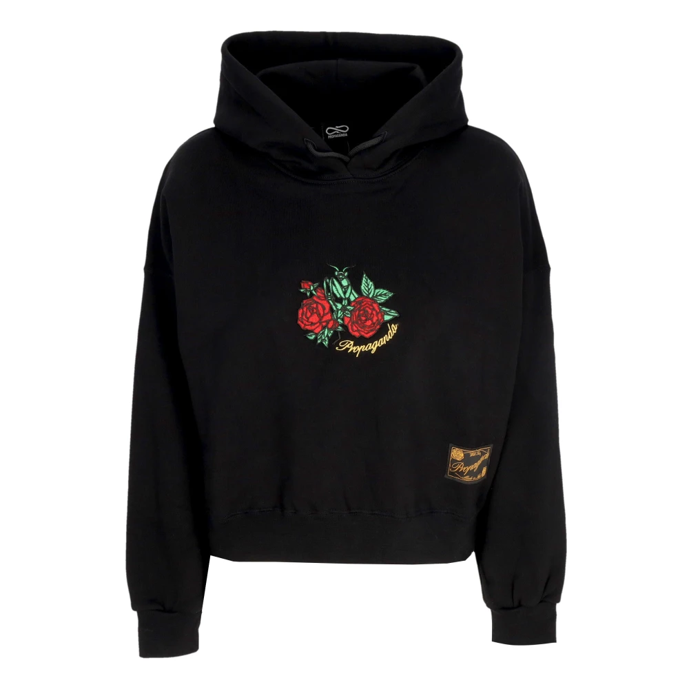 Propaganda Women's Black Croptop Hoodie With Front Pocket Extra Small