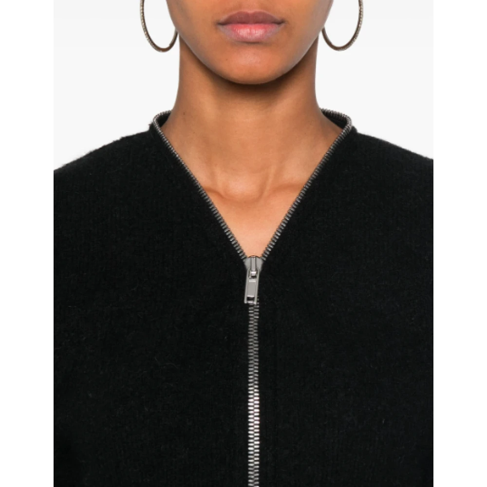 Rick Owens Zwarte Batwing Gebreide Jas Black Dames