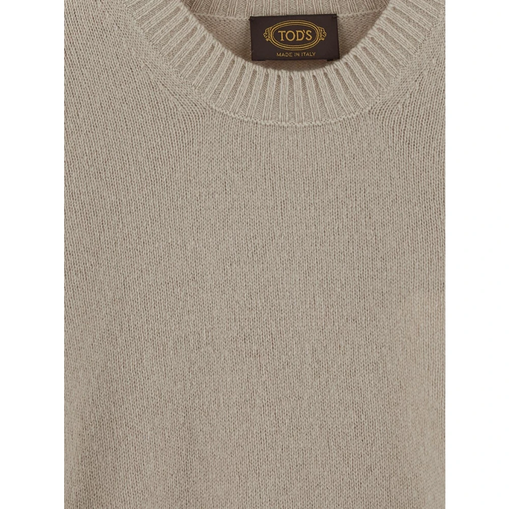 TOD'S Wollen Crewneck Gebreid Beige Heren