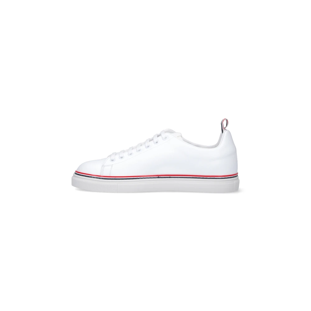 Thom Browne Witte Tricolor Detail Leren Sneakers White Heren