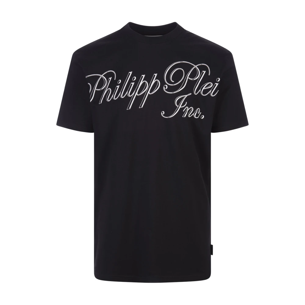 Philipp Plein Svart Crew-neck T-shirt med TM Motif Black, Herr