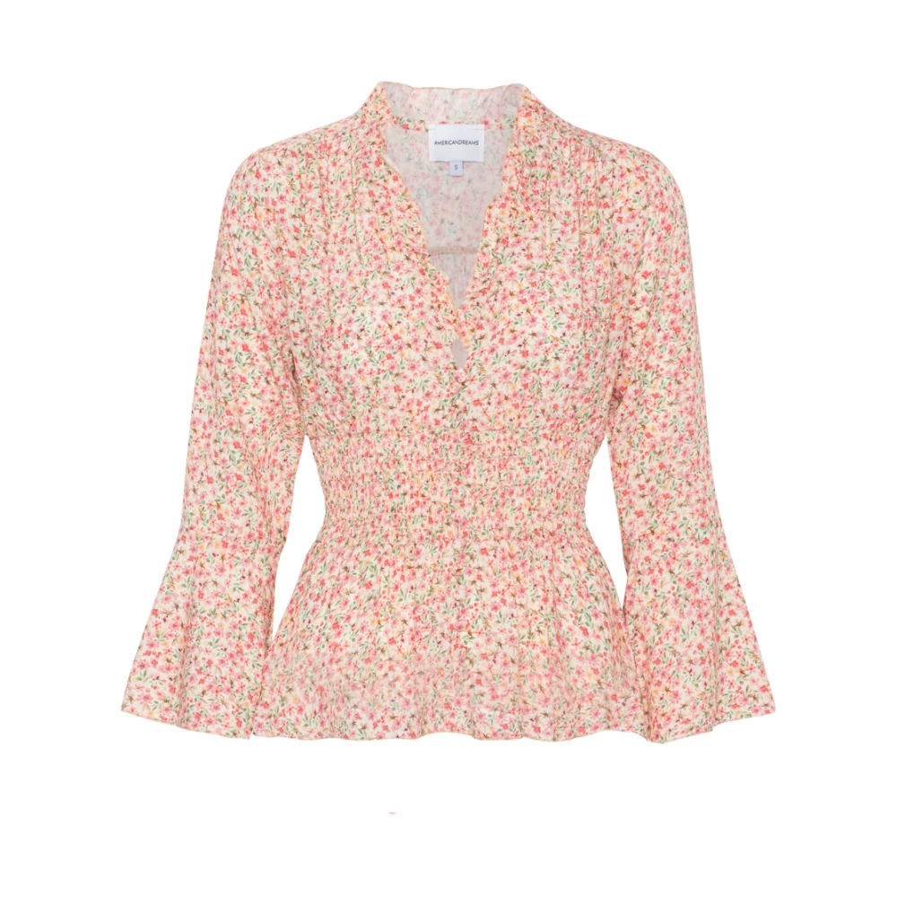 American Dreams Roze Bloem Smock Top Pink Dames