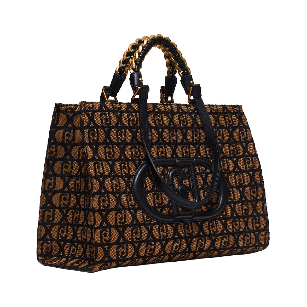 Liu Jo Bruine leren handtas met gouden details Brown Dames