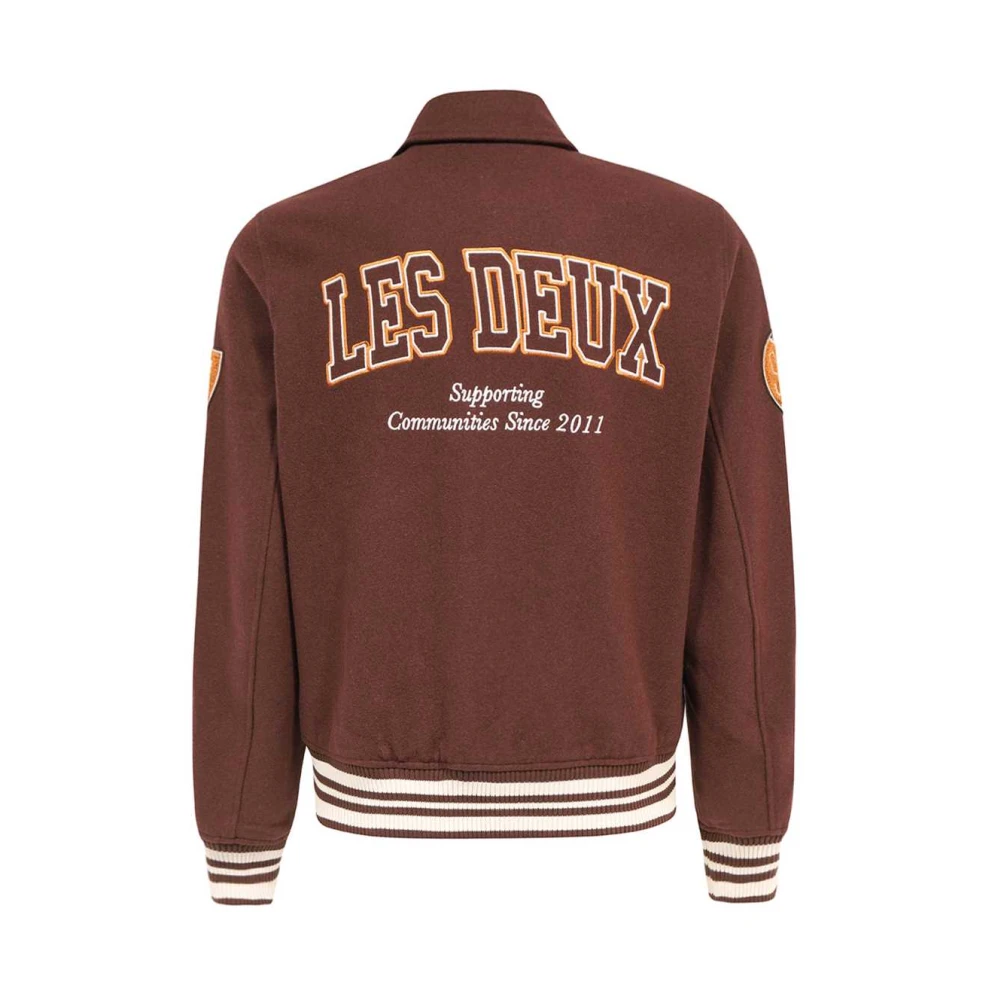 Les Deux Wollen Bomberjack met Patches Brown Heren