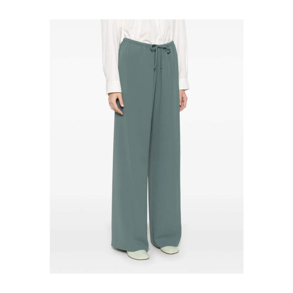 Dries Van Noten Wijde Lange Broek Green Dames
