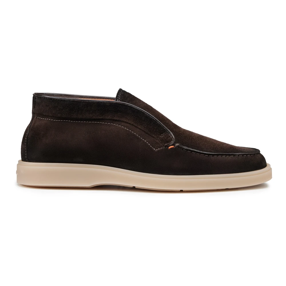 Santoni Brown Calf Leather Bos Taurus Slip-On Loafers - EU42/US9 - Image 2