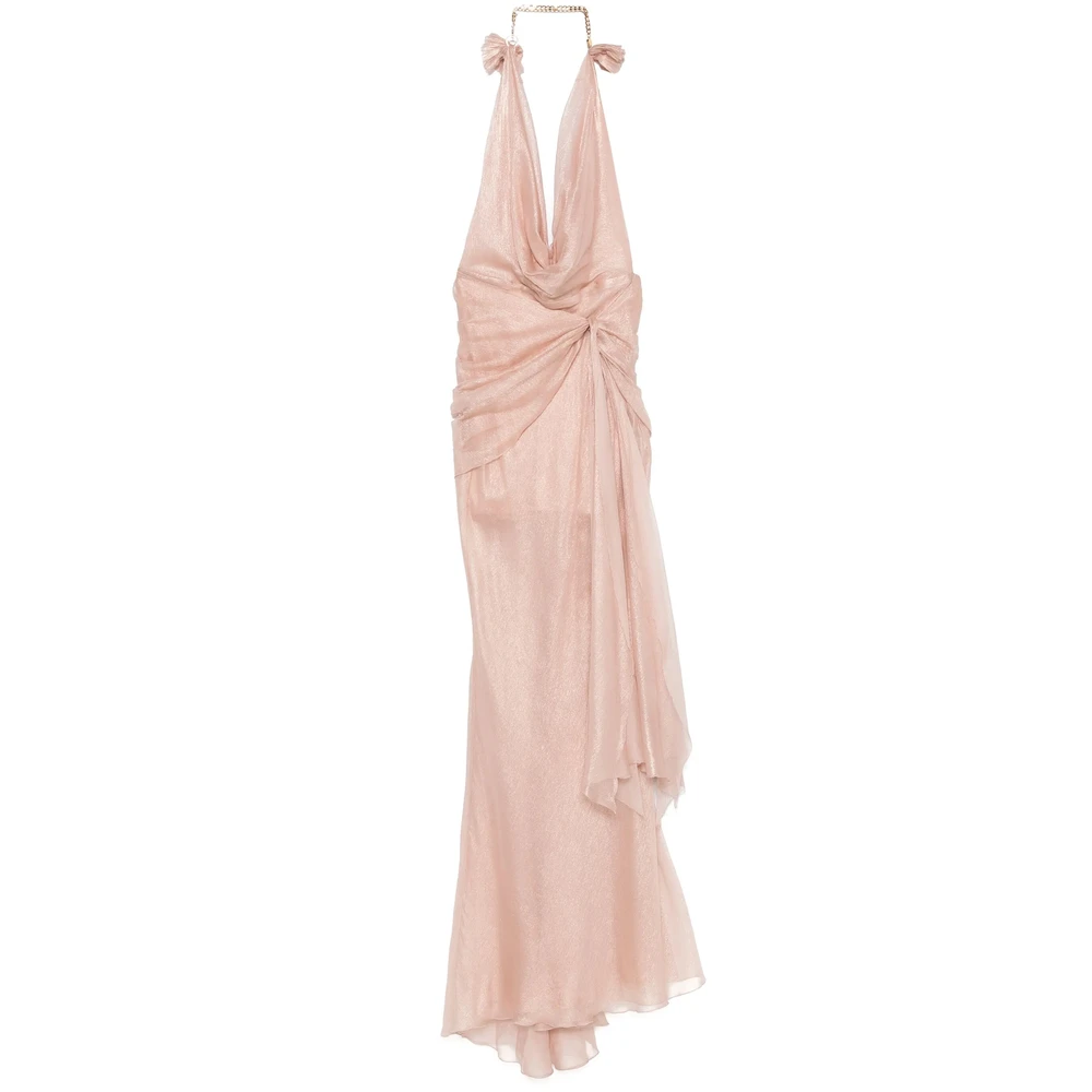 Maria Lucia Hohan Roze Halternek Open Rug Jurk Pink Dames