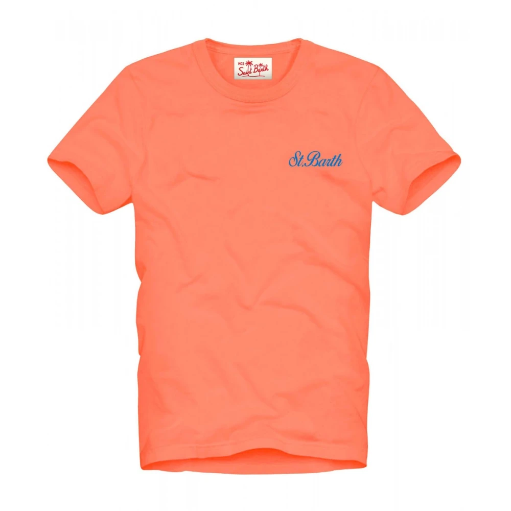 MC2 Saint Barth Geborduurd St Bart T-shirt Dover Oranje Orange Heren