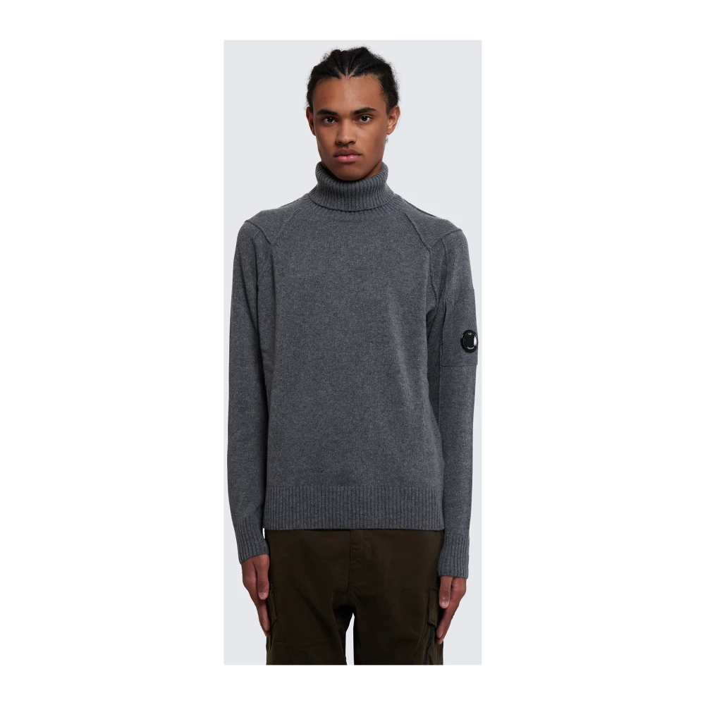 C.P. Company Geribbelde lamswollen coltrui met Lens Gray Heren