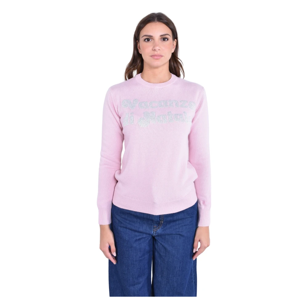 Mc2 Saint Barth Women's Pink Elegant Queen Crewneck Jumper - Round-Neck Knitwear - Xs - Knitwear
