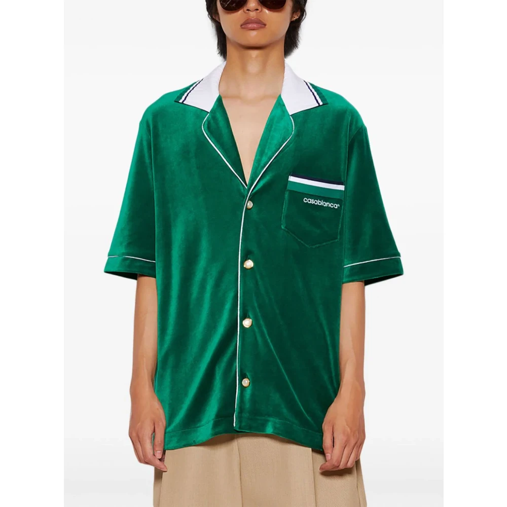 Casablanca Smaragdfluwelen Shirt Green Heren