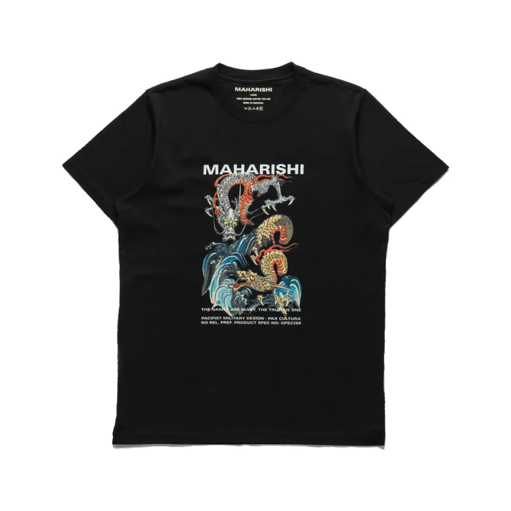 Maharishi Organisch T-shirt met Dubbele Draken Black Heren
