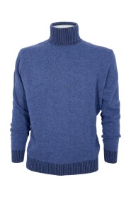 CASHMERE COMPANY Maglia Dolcevita 4128 in Lana Supergeelong Colore Blu