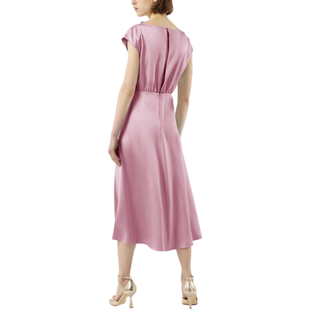 Pennyblack Satijnen Midi Jurk met Asymmetrische Details Pink Dames