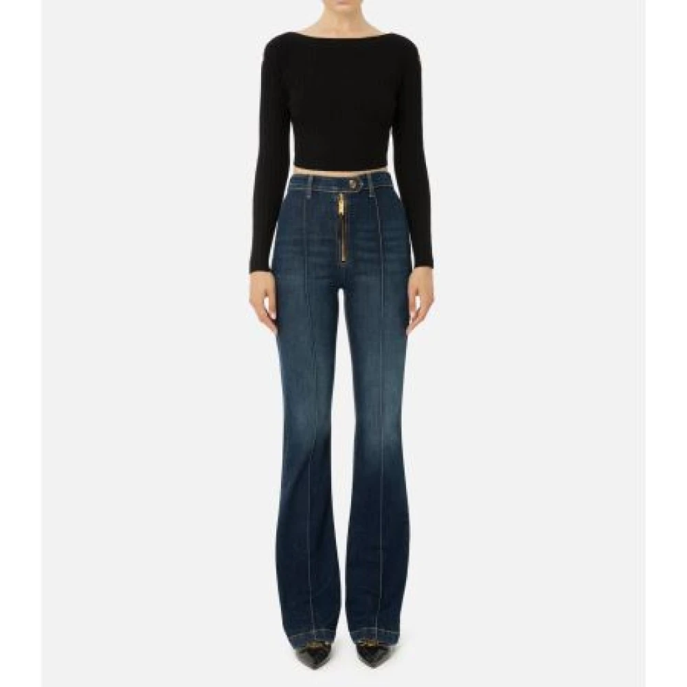 Elisabetta Franchi Zwarte Ribtrui Boothals Black Dames