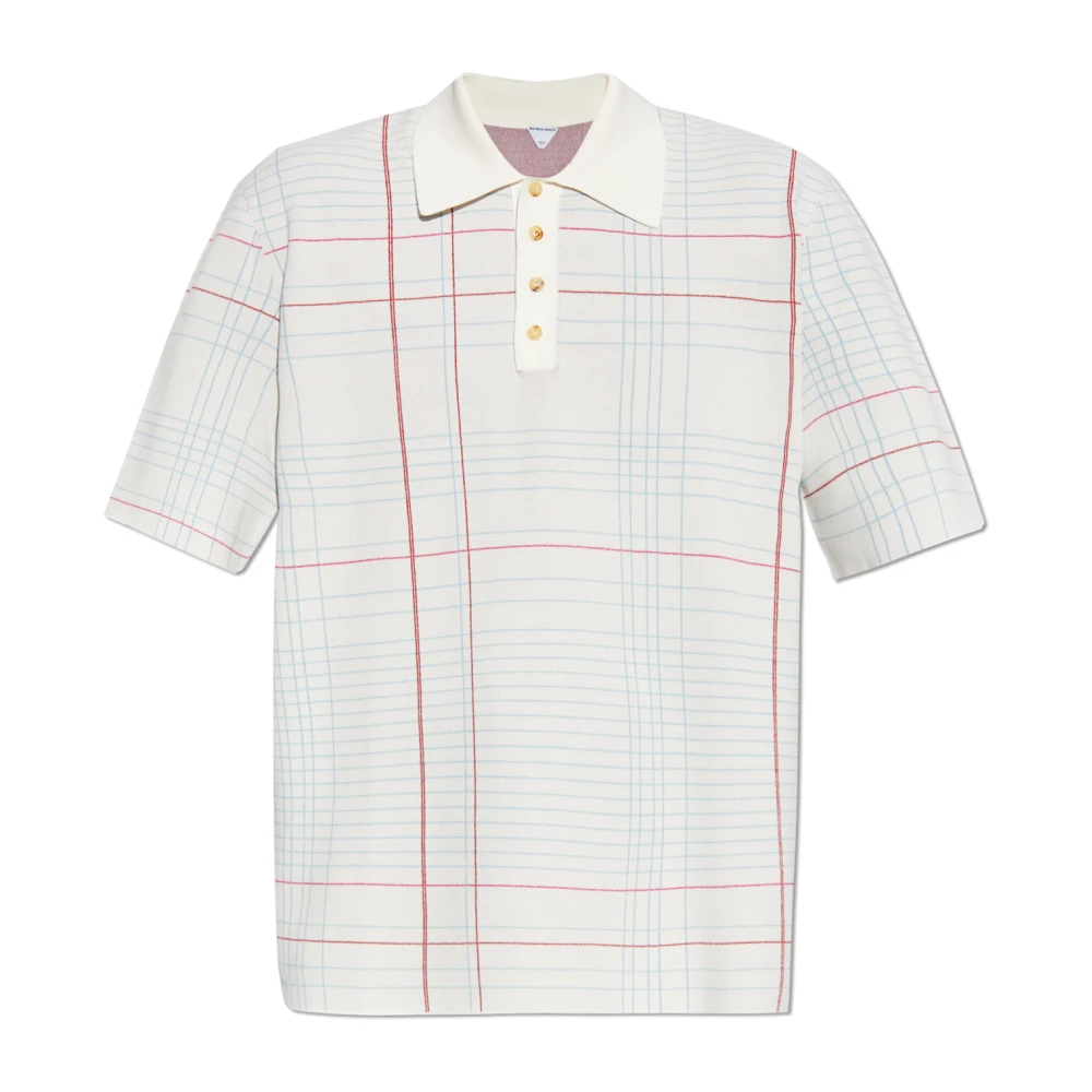 Bottega Veneta Polo met ruitpatroon White Heren