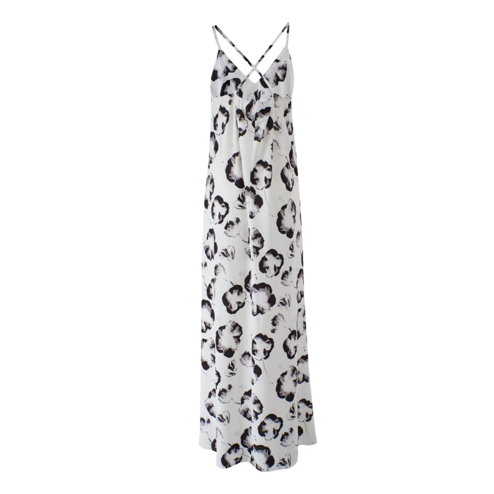 YES ZEE Witte Longuette Jurk voor Moderne Vrouw Multicolor Dames