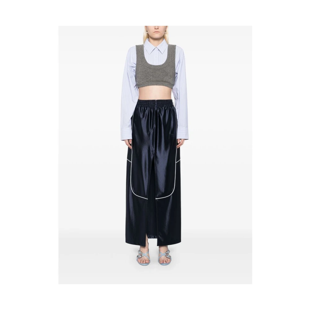 T by Alexander Wang Midnight Blue Elastische Taille Rok Blue Dames