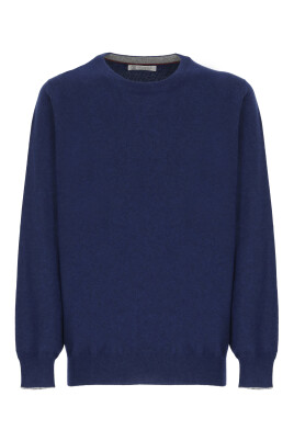 pull-en-cachemire-bleu-a-col-rond