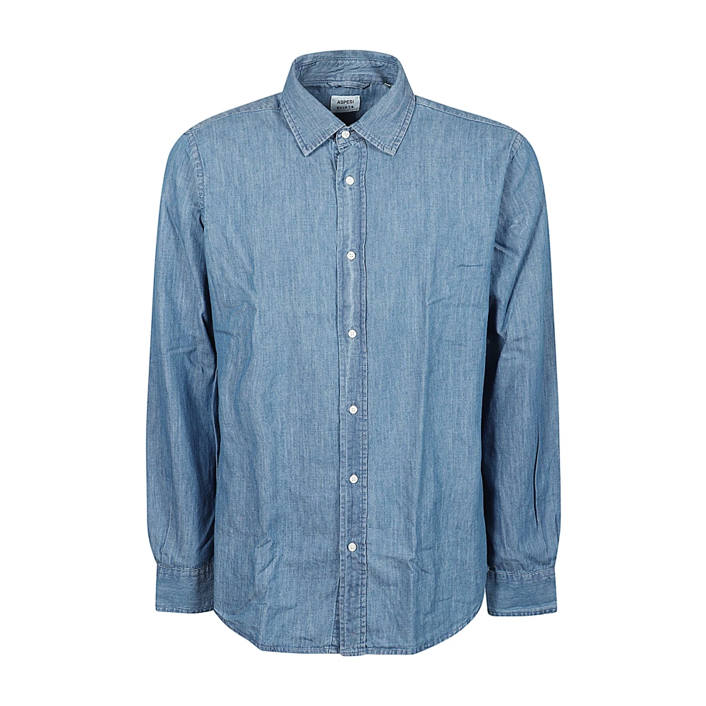 Aspesi Denim overhemd met klassieke kraag Blue Heren