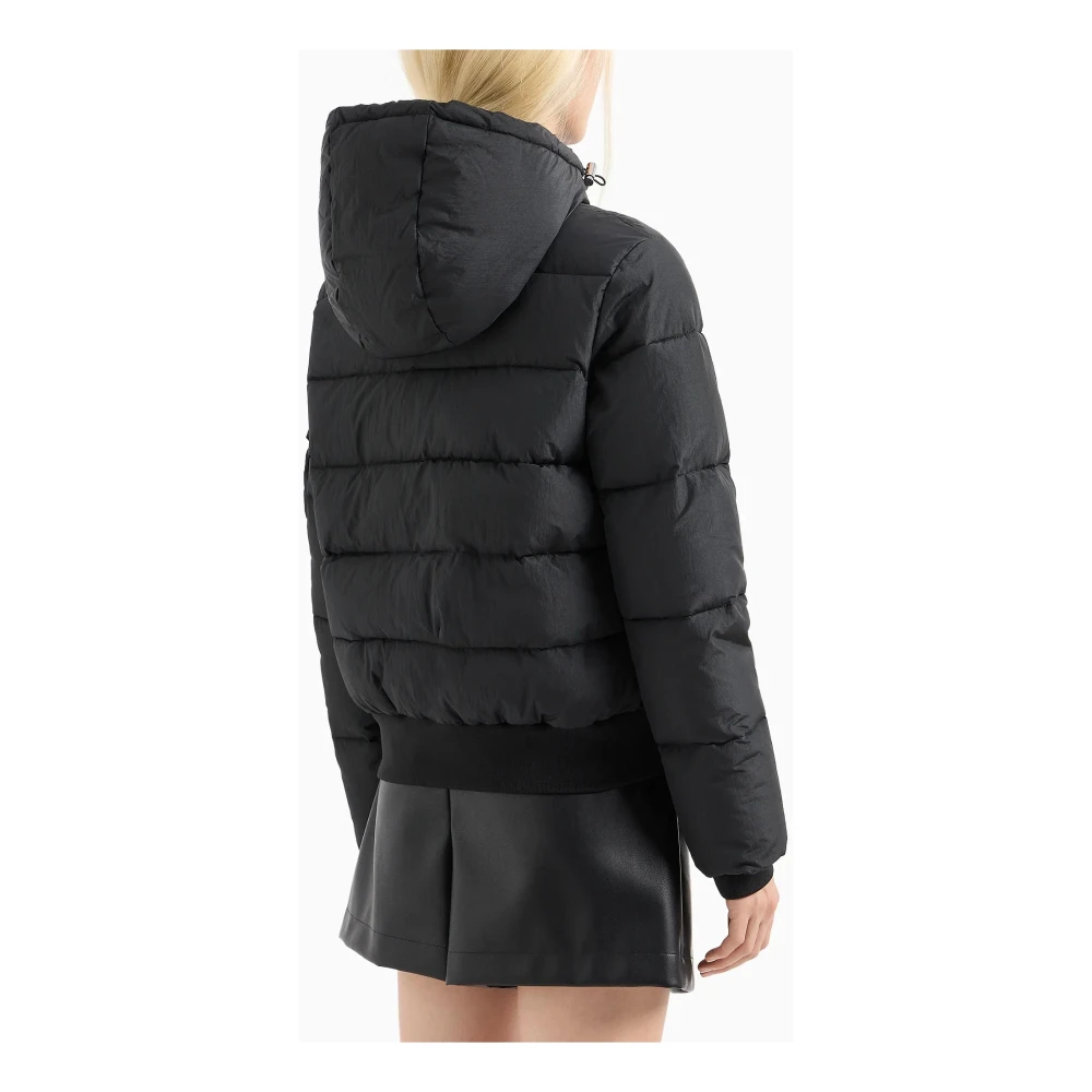 Armani Exchange Gewatteerde capuchon zwarte jas Black Dames