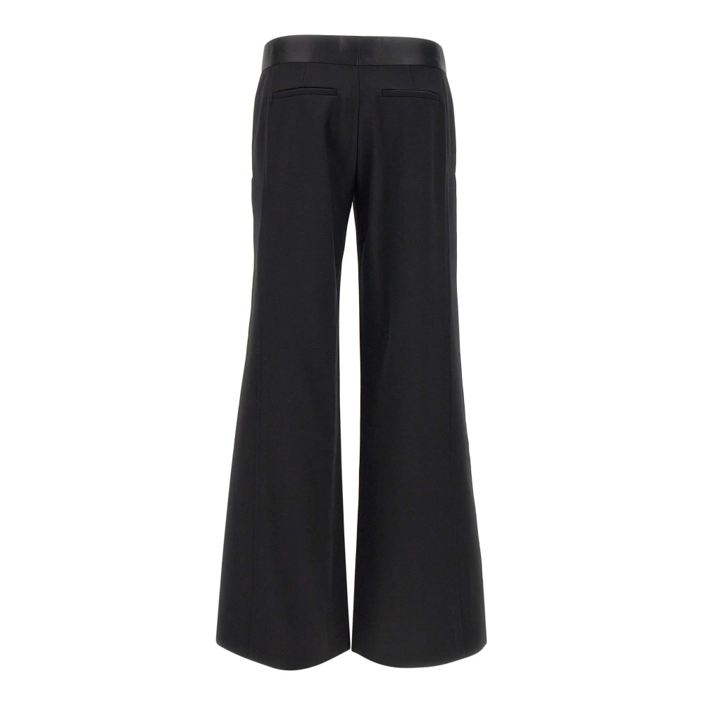 Victoria Beckham Zwarte wollen blend broek met satijnen taille Black Dames