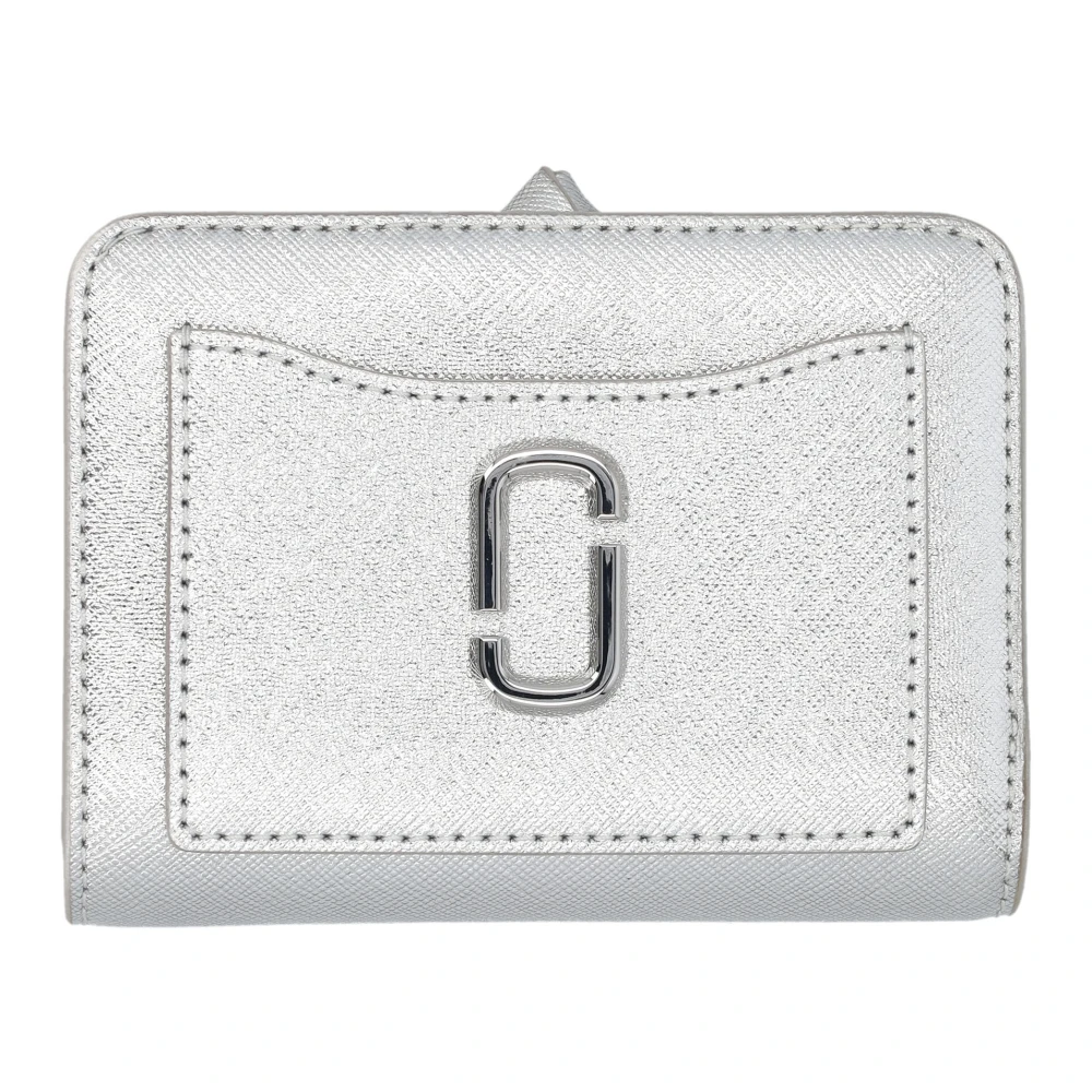 Marc Jacobs Zilveren Compacte Portemonnee met Kaartsleuven Gray Dames