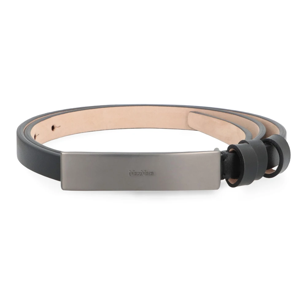 Max Mara Women's Black Belts, M, New Plate Leather Belt