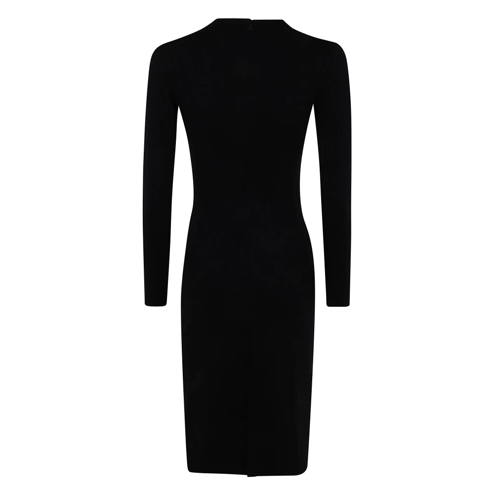 Mugler Elegante Midi Jurk met Diepe Halslijn Black Dames