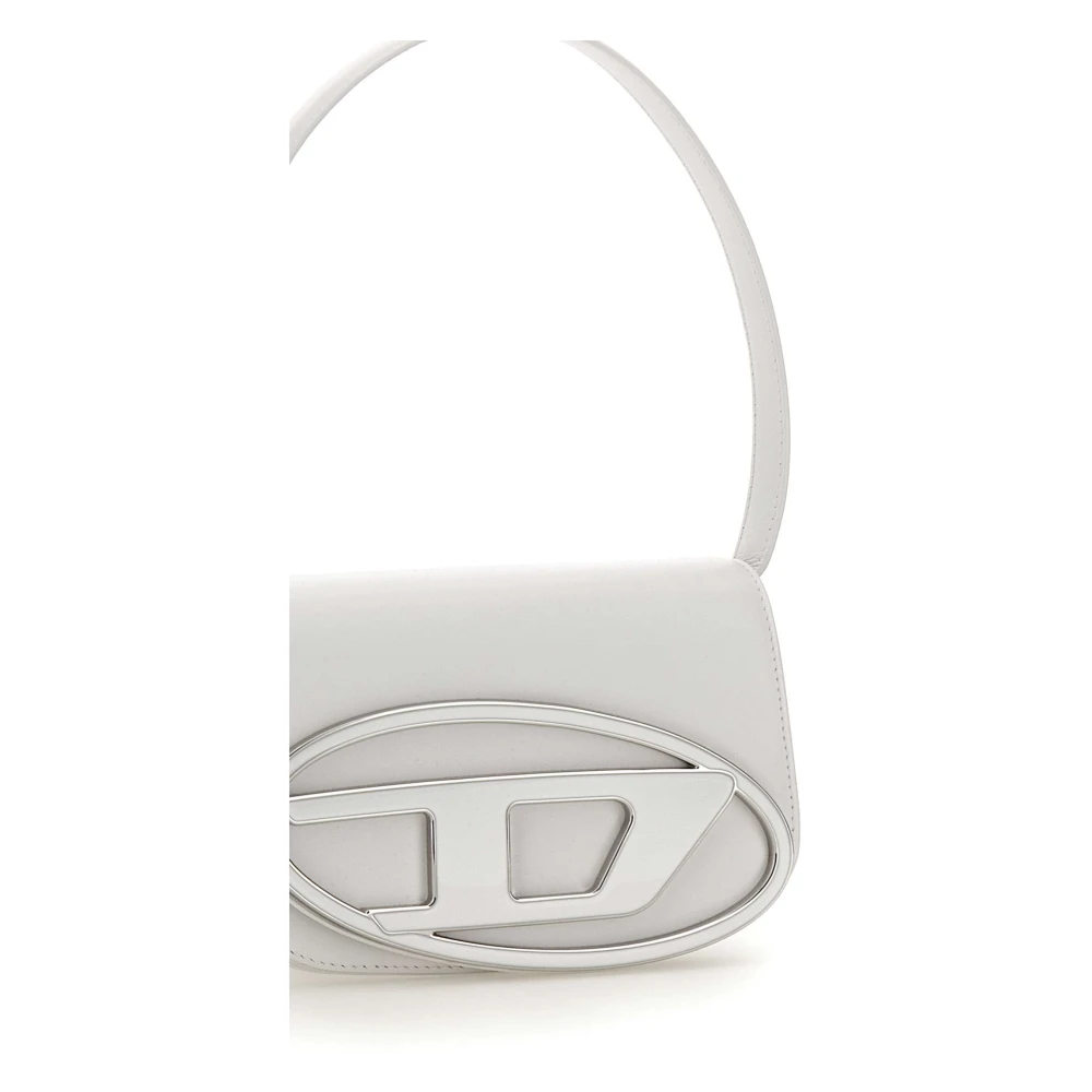 Diesel Witte Leren Schoudertas met Klep White Dames