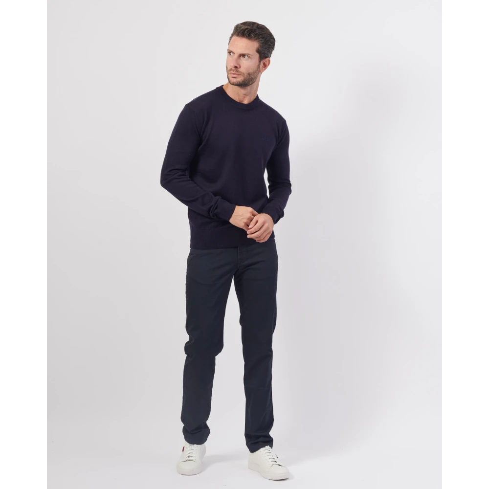 Bikkembergs Blauwe Sweater Basic Lange Mouw Blue Heren