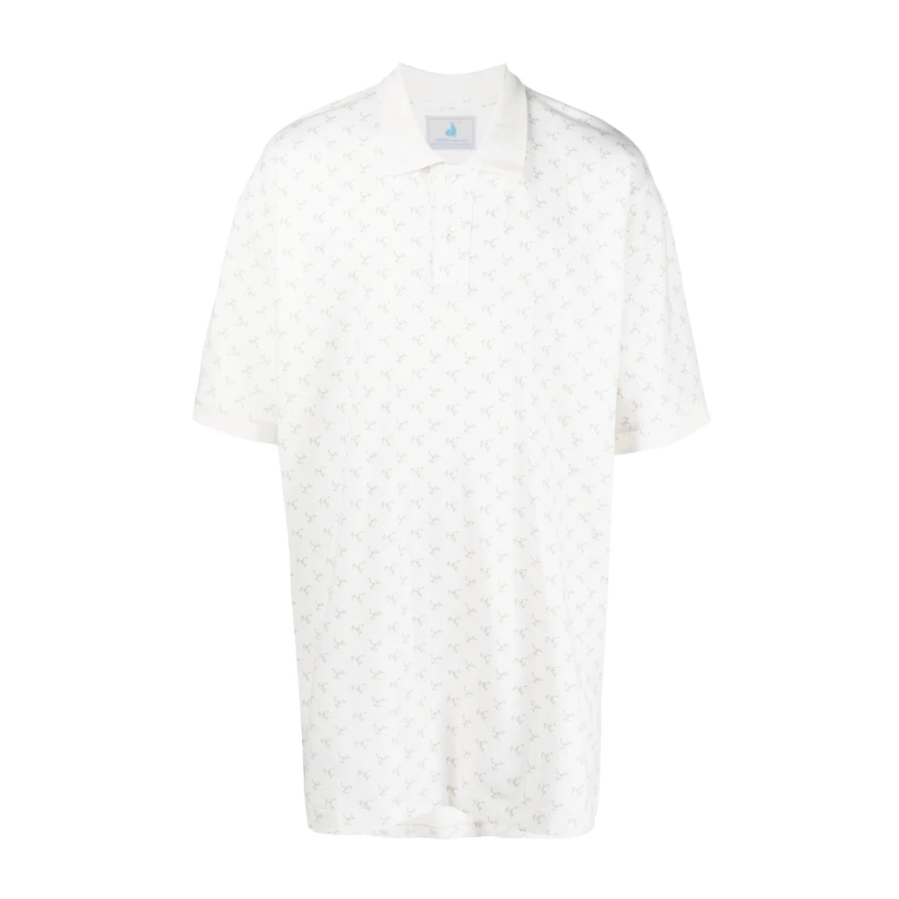 Chloé Nardin Lange Polo T-shirt met bloemenprint White Heren