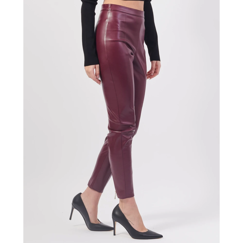 PATRIZIA PEPE Paarse Glam Rock Leggings met Rits Purple Dames