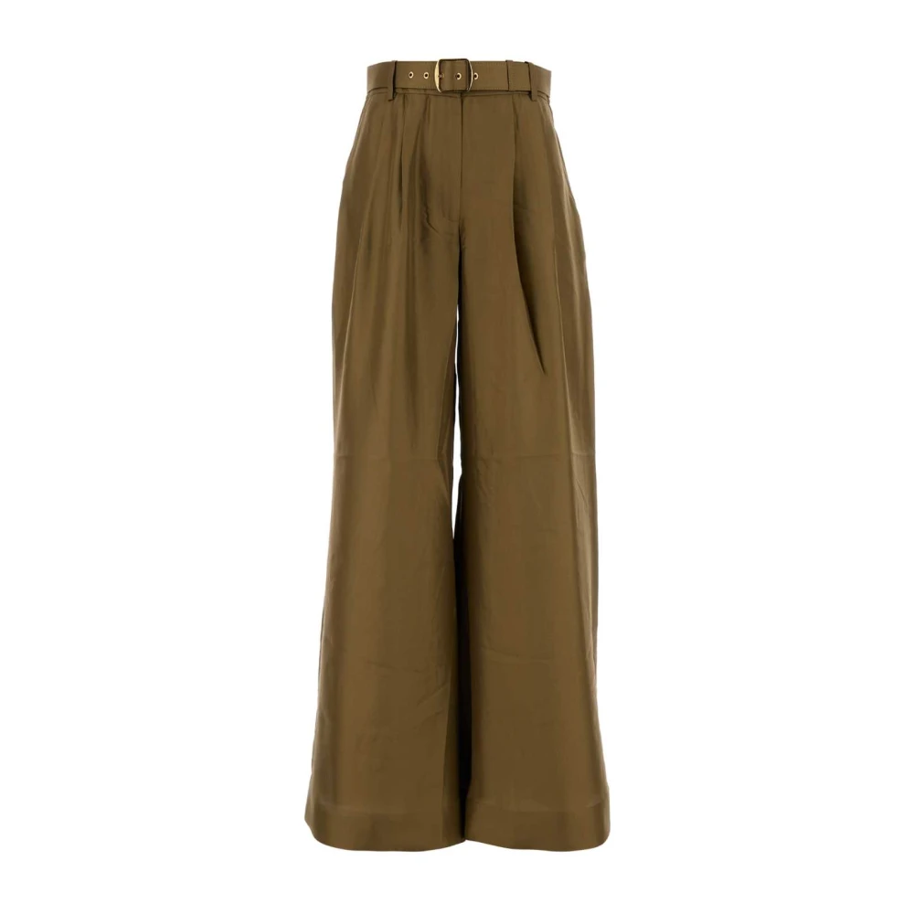 Zimmermann Satin Crush Wide-Leg Pant Green Dames