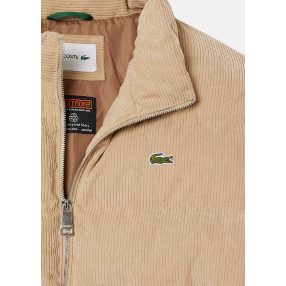 Lacoste Gewatteerde Ribfluwelen Jas Beige Heren