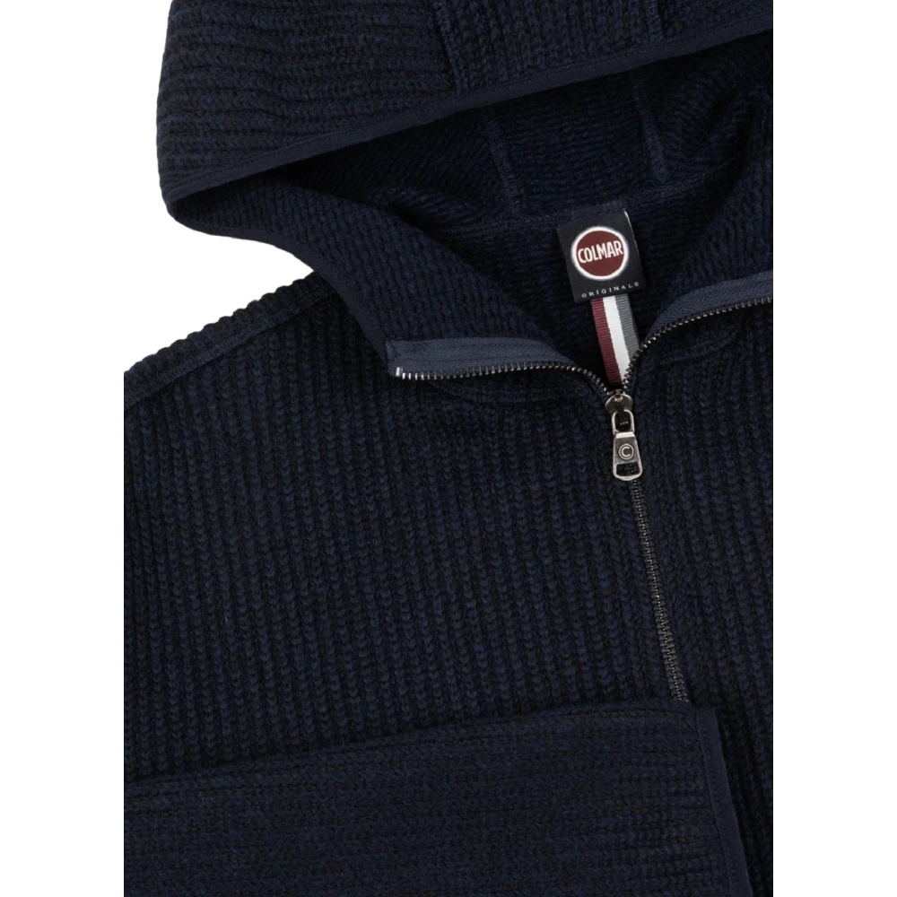 Colmar Blauwe Hoodie van Wollen Mix Blue Heren