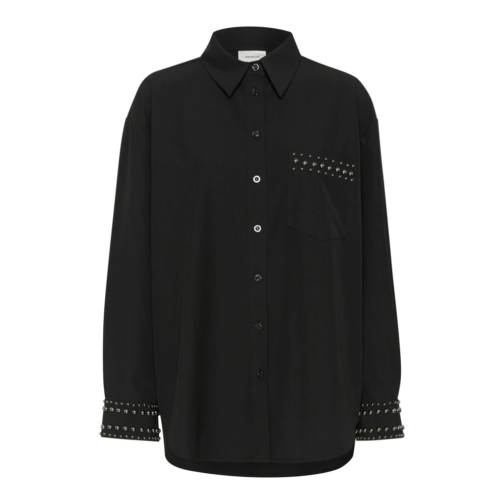 Gestuz Zwarte Blouse met Stoere Details Black Dames