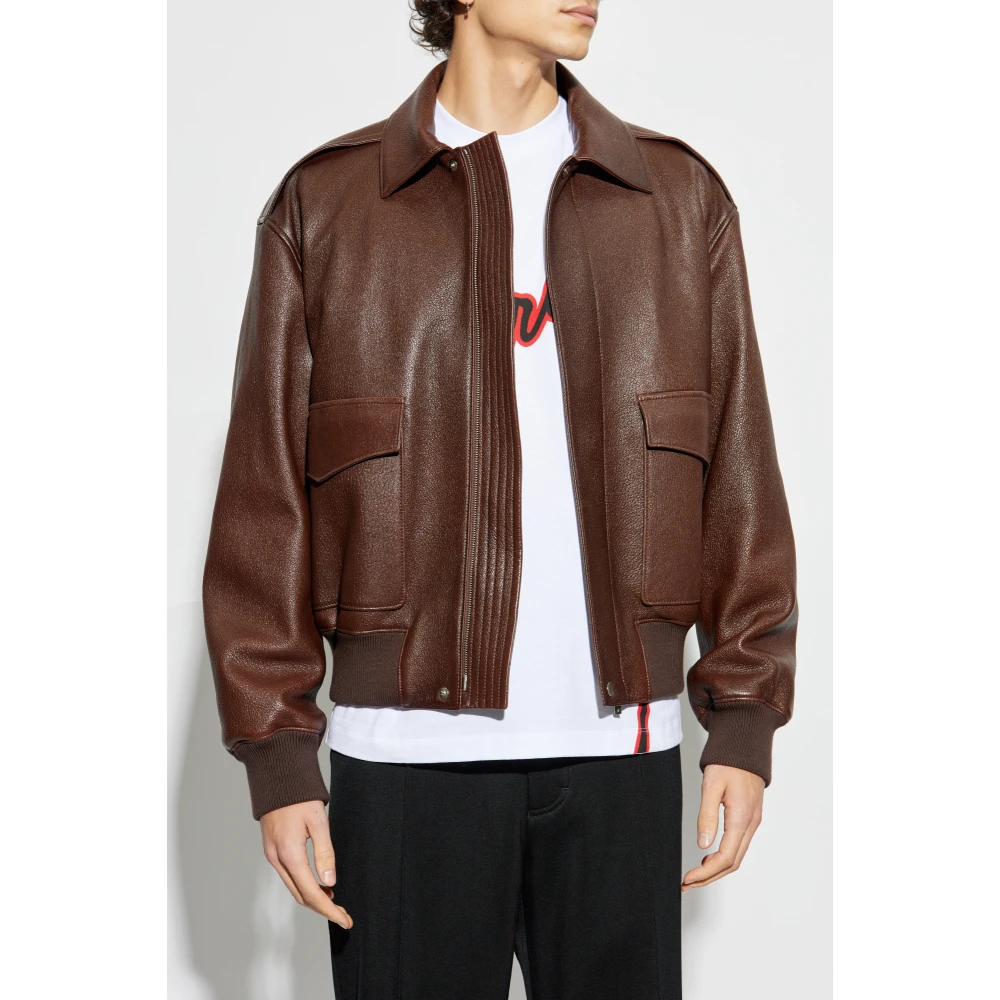 Salvatore Ferragamo Leren jas Brown Heren