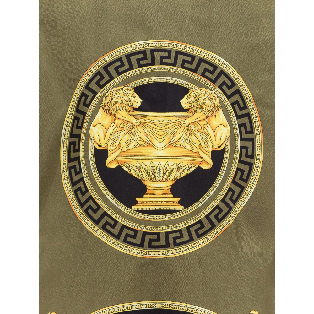 Versace Zwarte Zijden Overhemd Puntkraag Multicolor Heren